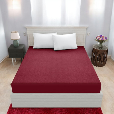 Luxurious Life Elastic Strap Single Size Mattress Cover(Maroon)