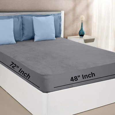CROSPO Fitted Single Size Breathable, Stretchable, Waterproof Mattress Cover(Grey)