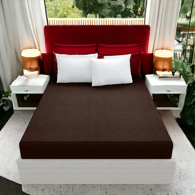Luxurious Life Elastic Strap Single Size Mattress Cover(Brown)