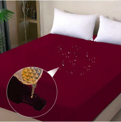 LIFE SAVER Elastic Strap Single Size Breathable, Stretchable, Waterproof Mattress Cover(Maroon)