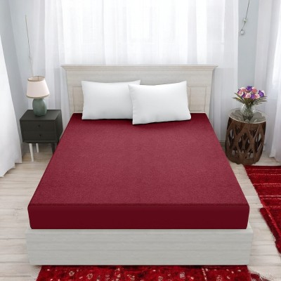 Luxurious Life Elastic Strap Single Size Mattress Cover(Maroon)