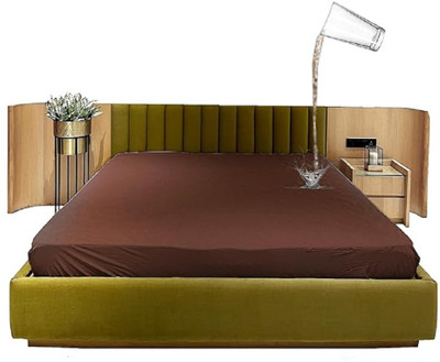 gracify Elastic Strap King Size Waterproof Mattress Cover(Brown)