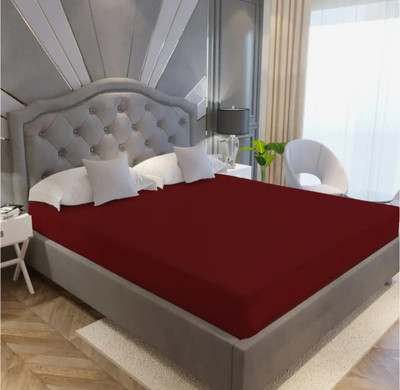 Closed Elastic Strap Double Size Waterproof Mattress Cover(Maroon)