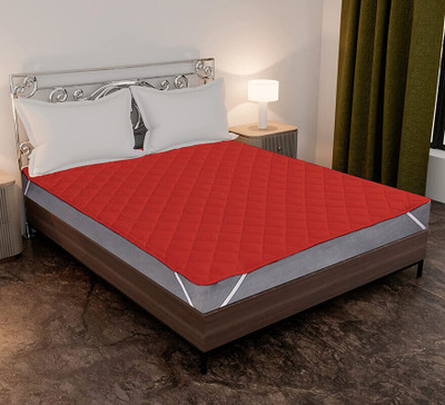 Texlux Elastic Strap Single Size Waterproof Mattress Cover(Red)