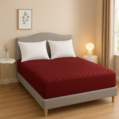 vyom creation Elastic Strap King Size Breathable, Stretchable, Waterproof Mattress Cover(Maroon)