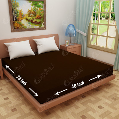 Glassiano Elastic Strap Queen Size Breathable, Stretchable, Waterproof Mattress Cover(Brown)