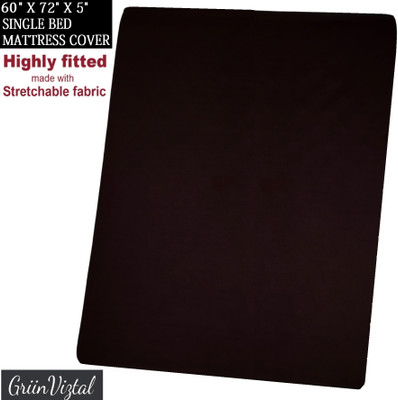 GriinViztal Zippered Queen Size Stretchable, Breathable Mattress Cover(Brown)