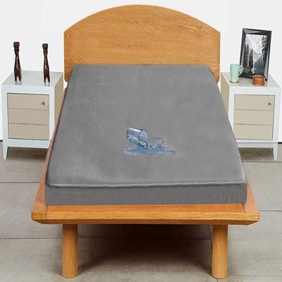 Shreyansh Single Size Elastic Strap Terry Cotton Stretchable, Waterproof Mattress Cover(Grey)