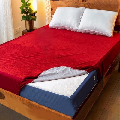 GADDA CO Fitted Queen Size Waterproof Mattress Cover(Maroon)