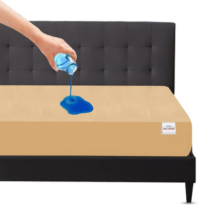 Mattress Protector Single Size Fitted Terry Cotton Breathable, Stretchable, Waterproof Mattress Cover(Beige)