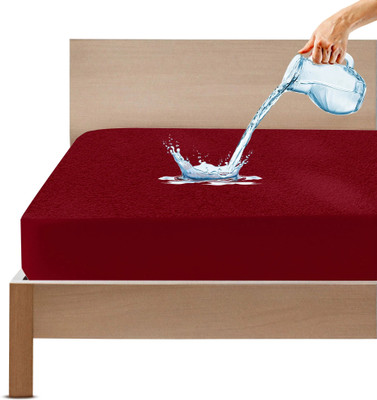 GADDA CO Single Size Fitted Terry Cotton Waterproof, Breathable, Stretchable Mattress Cover(Maroon)