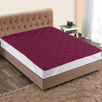 EVERDECOR Elastic Strap Single Size Breathable, Stretchable, Waterproof Mattress Cover(Maroon)