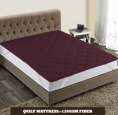 rakhi home décor Elastic Strap Single Size Breathable, Stretchable, Waterproof Mattress Cover(Maroon)