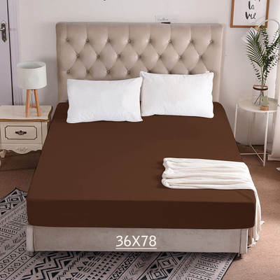 ITAJ Fitted Single Size Breathable, Stretchable, Waterproof Mattress Cover(Brown)