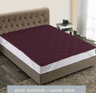 ITAJ Elastic Strap Single Size Breathable, Stretchable, Waterproof Mattress Cover(Maroon)