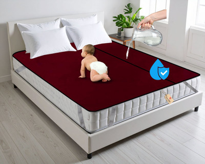 GURU ISHMA Elastic Strap King Size Waterproof Mattress Cover(Maroon)
