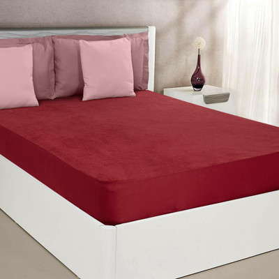 shri vyas linen Elastic Strap Queen Size Breathable, Stretchable, Waterproof Mattress Cover(Maroon)