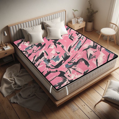 THE MAXIMUS King Size Elastic Strap Polyster Waterproof, Breathable, Stretchable Mattress Cover(Pink)