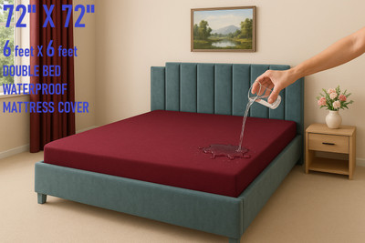 GriinViztal Zippered Double Size Breathable, Stretchable, Waterproof Mattress Cover(Maroon)