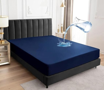 CRAZY WORLD Fitted King Size Breathable, Stretchable, Waterproof Mattress Cover(Blue)