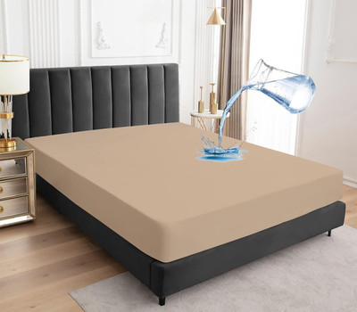 EVOL Elastic Strap Double Size Waterproof Mattress Cover(Beige)
