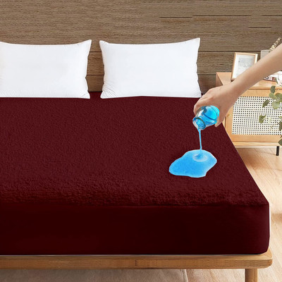 LAVER Elastic Strap King Size Waterproof Mattress Cover(Brown)