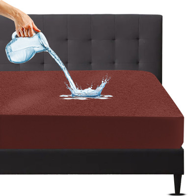 Mattress Protector King Size Fitted Cotton Waterproof, Stretchable, Breathable Mattress Cover(Brown)