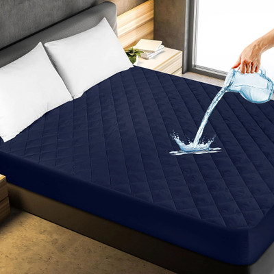 CRAZY WORLD Fitted King Size Breathable, Stretchable, Waterproof Mattress Cover(Blue)