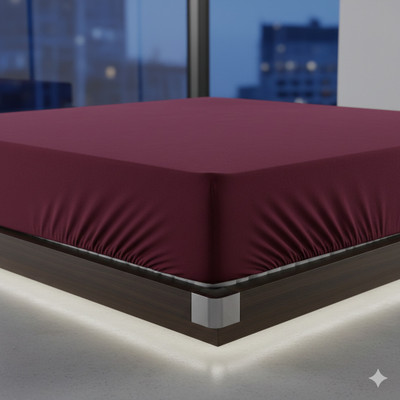 Kittenbite Queen Size Fitted Terry Cotton Breathable, Stretchable, Waterproof Mattress Cover(Maroon)