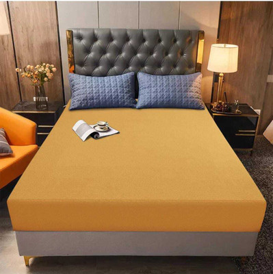 LAVESH EXPORTS Single Size Fitted Terry Cotton Breathable, Stretchable, Waterproof Mattress Cover(Beige)