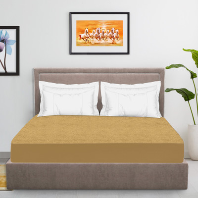 ITAJ Fitted Single Size Breathable, Stretchable, Waterproof Mattress Cover(Beige)