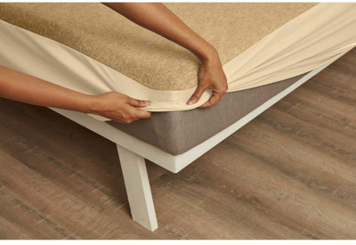 Wakefit Elastic Strap Single Size Waterproof Mattress Cover(Beige)