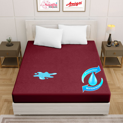AMIGOS Fitted King Size Breathable, Stretchable, Waterproof Mattress Cover(Maroon)