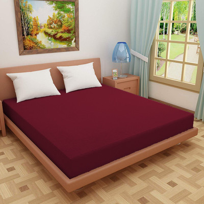 Cr Creation Fitted Single Size Breathable, Stretchable, Waterproof Mattress Cover(Maroon)