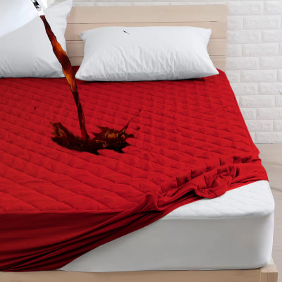 AVI Fitted Double Size Breathable, Stretchable, Waterproof Mattress Cover(Red)