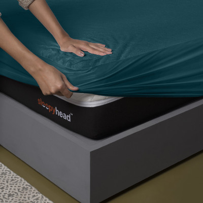Sleepyhead King Size Fitted Blend Breathable, Stretchable, Waterproof Mattress Cover(Blue)