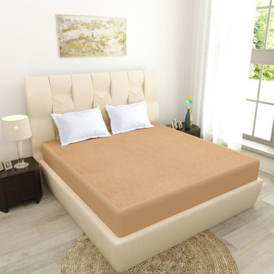 bhavika Mattress Topper Double Size Waterproof Mattress Cover(Beige)