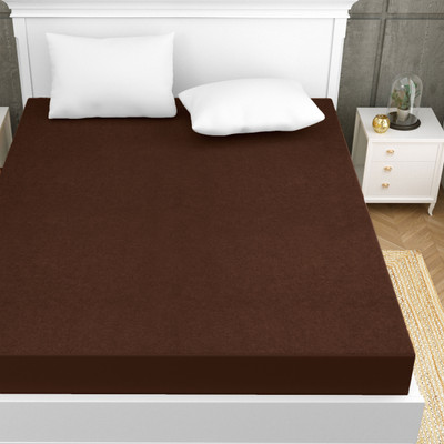 HOMEMONDE Queen Size Fitted Terry Cotton Breathable, Stretchable, Waterproof Mattress Cover(Brown)