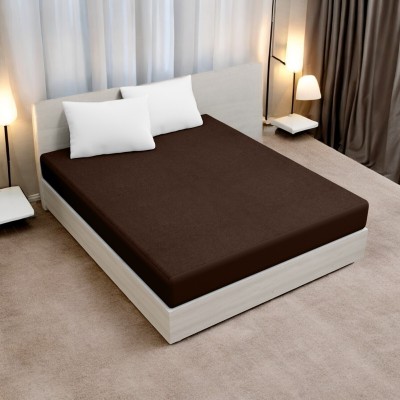 AMIGOS Fitted Double Size Waterproof Mattress Cover(Brown)