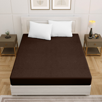 AMIGOS Fitted Single Size Breathable, Stretchable, Waterproof Mattress Cover(Brown)