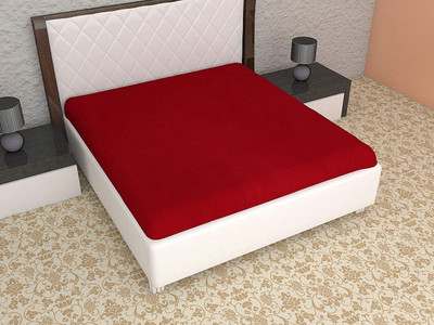 RishuLinen Elastic Strap Single Size Breathable, Stretchable, Waterproof Mattress Cover(Red)