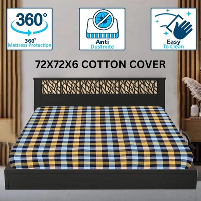UPBED Zippered Double Size Breathable, Stretchable Mattress Cover(Multicolor)