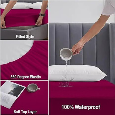 DEEPISHA King Size Fitted Terry Cotton Breathable, Stretchable, Waterproof Mattress Cover(Maroon)