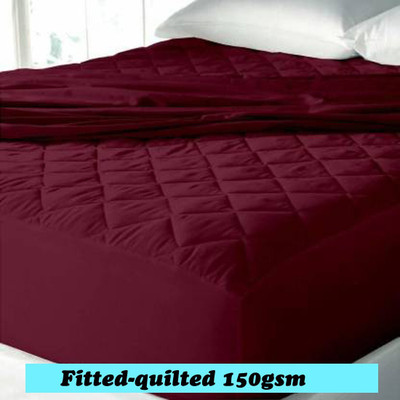 rakhi home décor Fitted Single Size Breathable, Stretchable, Waterproof Mattress Cover(Maroon)