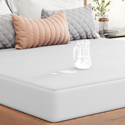 lukzer Mattress Topper King Size Waterproof, Breathable, Stretchable Mattress Cover(Blue)