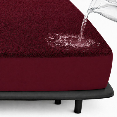 Magixy King Size Fitted Terry Cotton Breathable, Stretchable, Waterproof Mattress Cover(198.12 cm x 182.88 cm, Maroon)