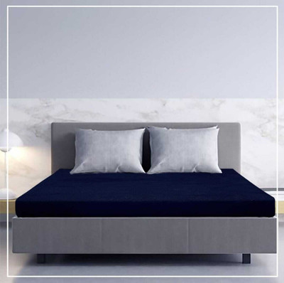 MK Life Queen Size Fitted Terry Cotton Breathable, Stretchable, Waterproof Mattress Cover(Blue)