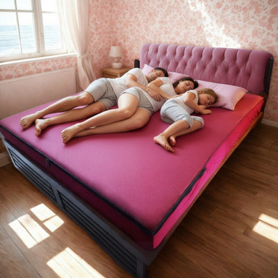 DLB King Size Zippered Polyster Mattress Cover(Maroon)