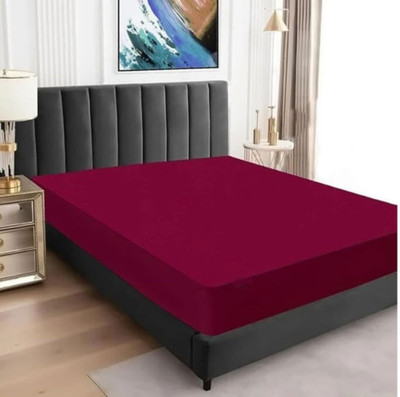 CRAZY WORLD Fitted King Size Breathable, Stretchable, Waterproof Mattress Cover(Maroon)