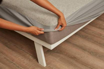 BedExtraFit King Size Fitted Terry Cotton Waterproof, Breathable, Stretchable Mattress Cover(Grey)